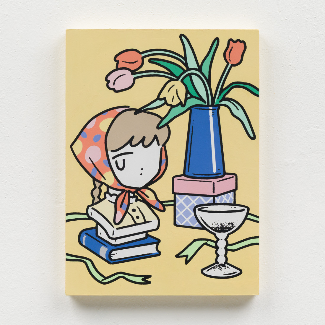 作品「頭像とチューリップのある静物」