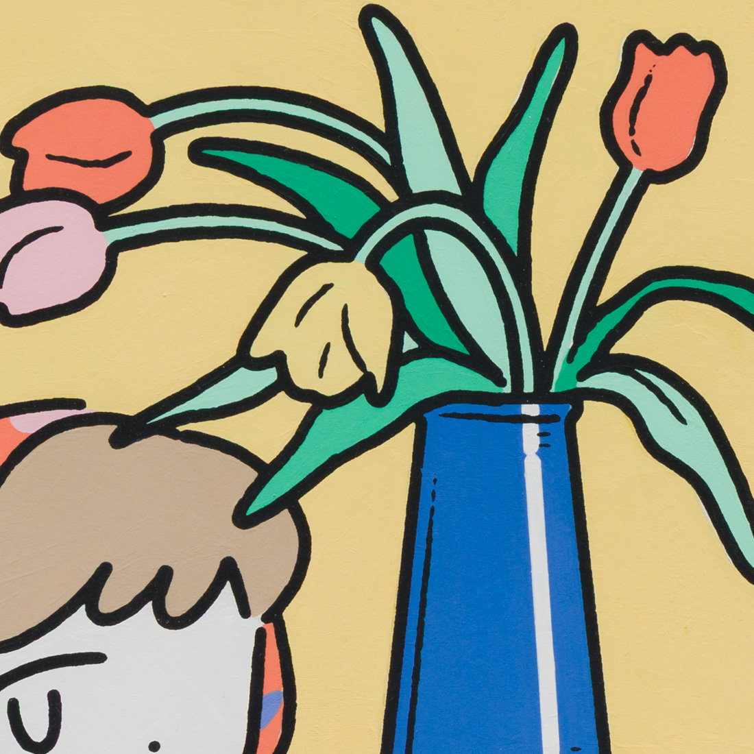 作品「頭像とチューリップのある静物」