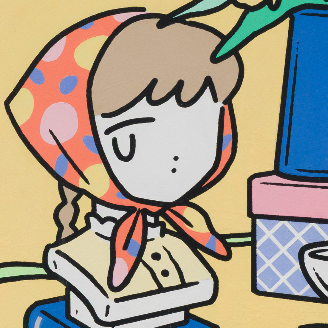 作品「頭像とチューリップのある静物」