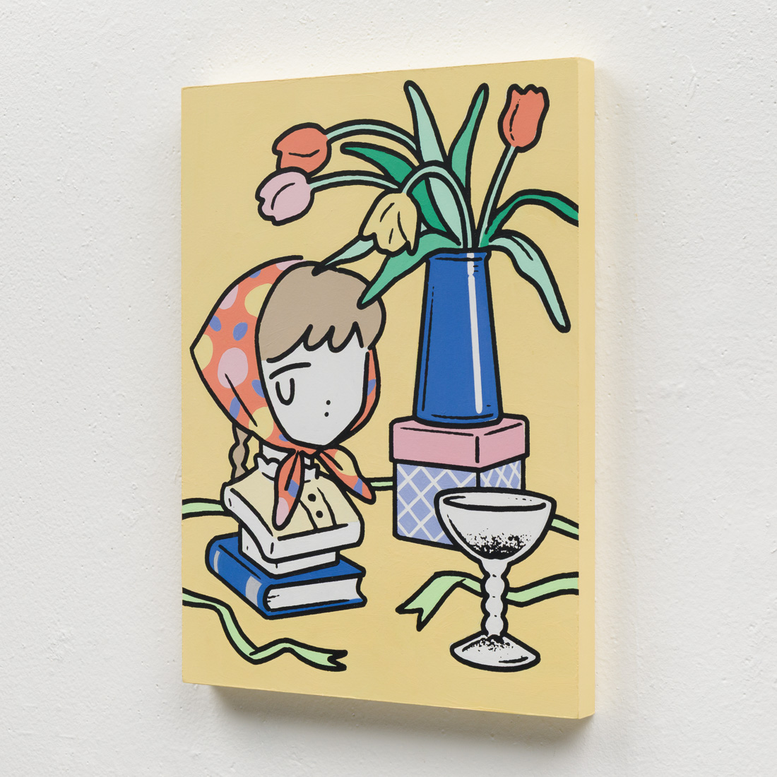 作品「頭像とチューリップのある静物」