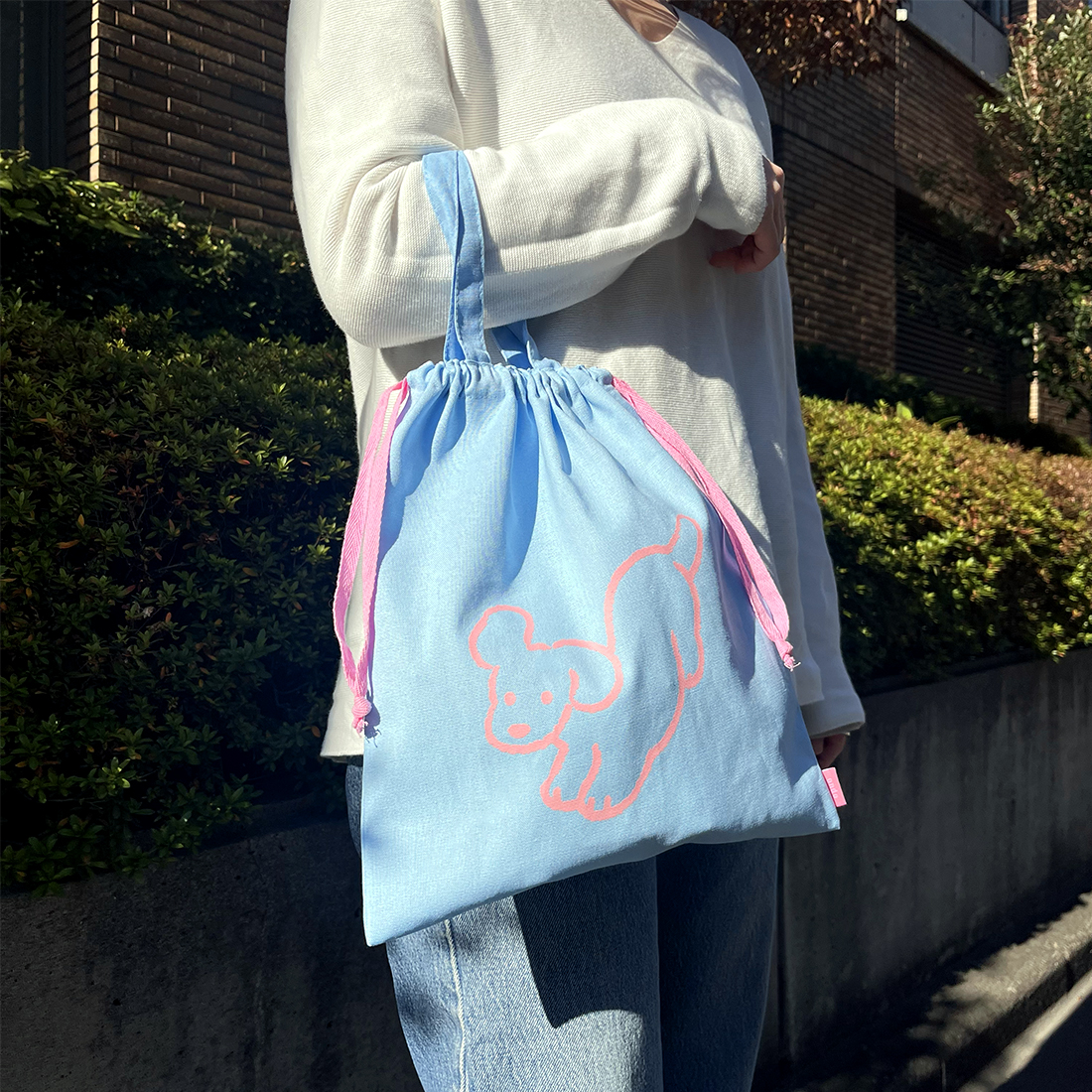 巾着トートバッグ（ブルー）